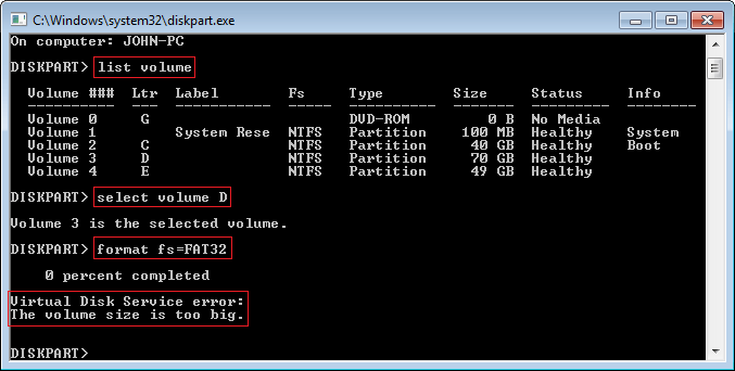 Diskpart変換エラー